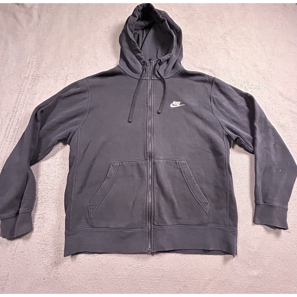 Nike Full Zip Hoodie Mens Large Black Fleece Embroidered Logo BV2645-010